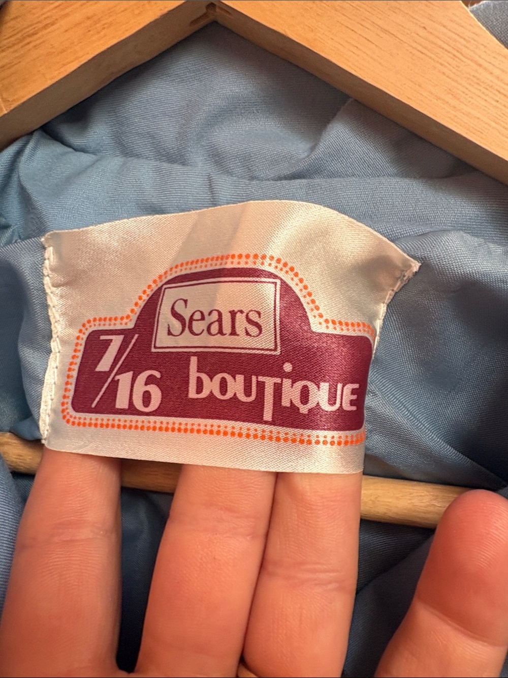 1970’s Vintage Sears 7/16 Boutique Blue Hooded Coat Sz Sm - Picture 13 of 14